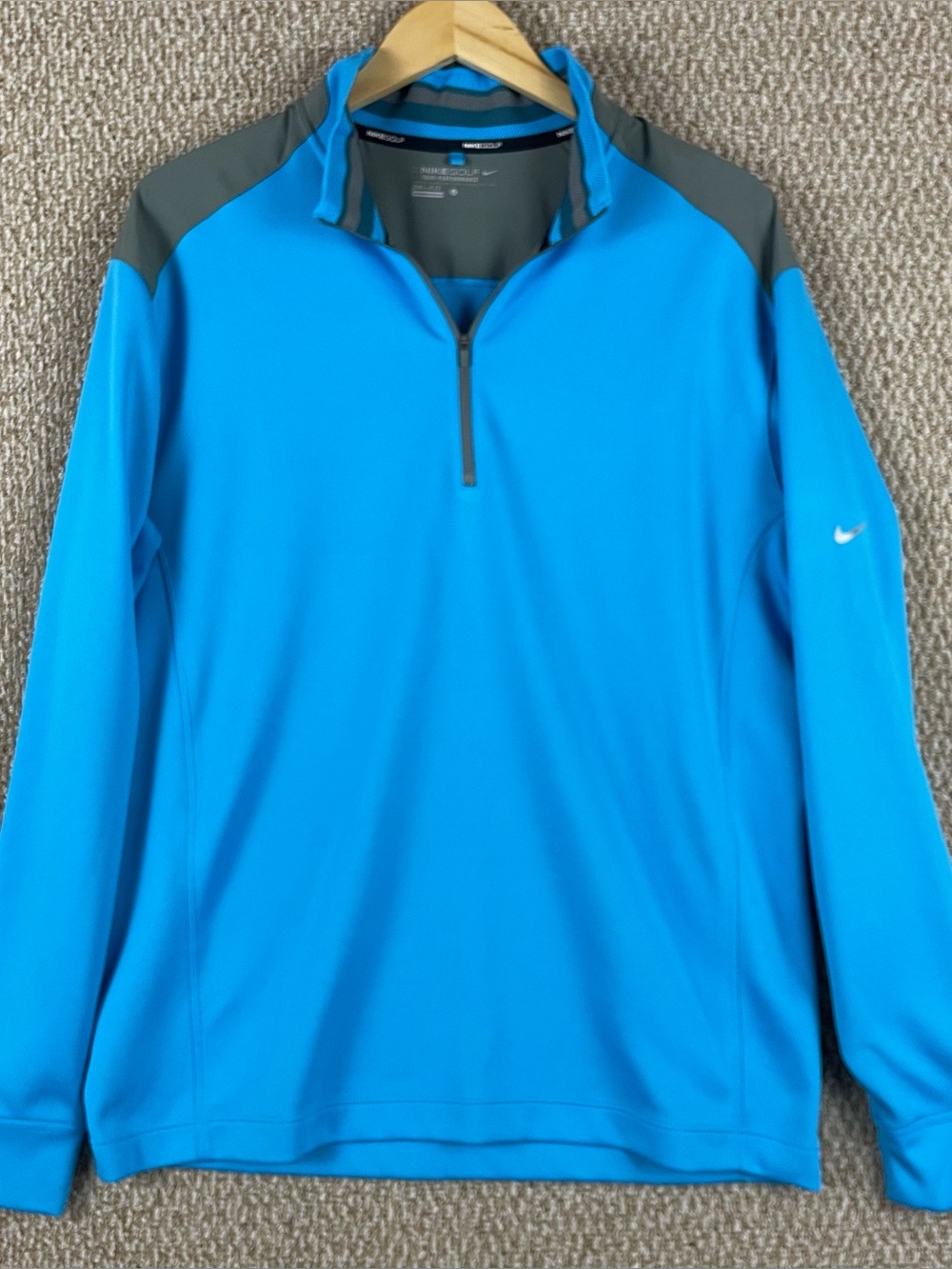 Nike Golf Pullover Mens Large Blue Dri-FIT 1/4 Zip Tour Performance 585777 F215